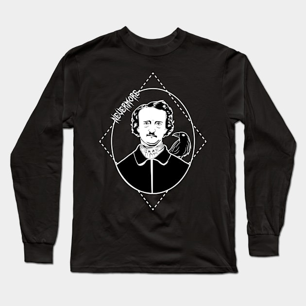 Nevermore, Edgar Allan Poe art Long Sleeve T-Shirt by Black Tears